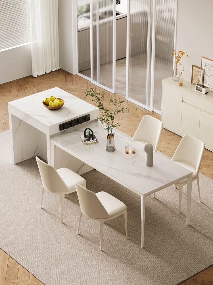 

The island dining table is integrated into the household island and can be customized with light luxury rock slabs