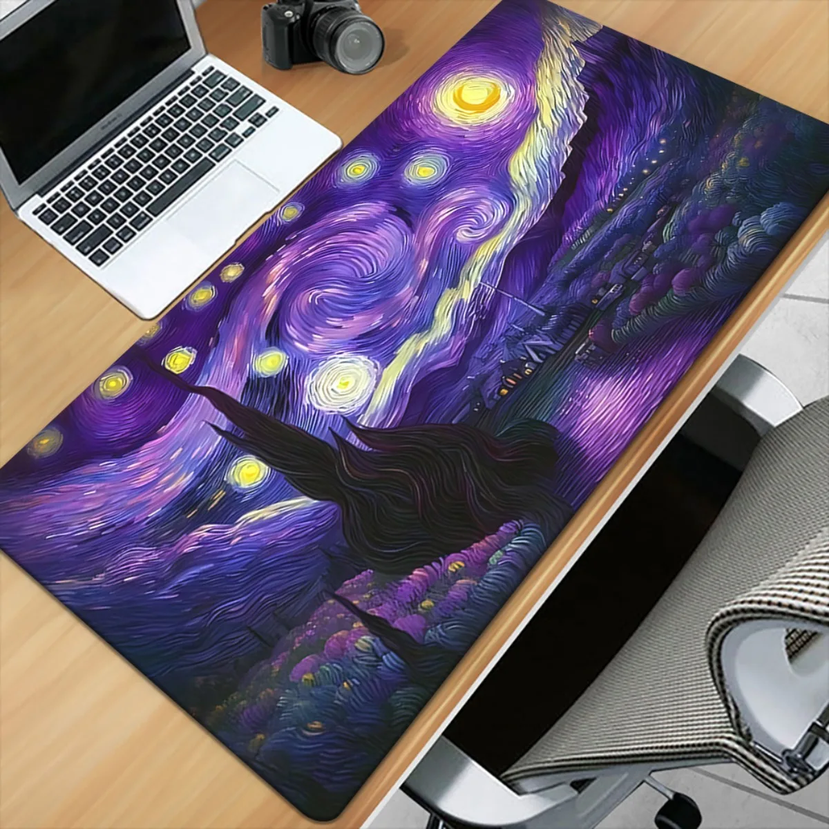 

Van Gogh Starry Night large Mouse Pad Desk Mat Gaming mat Non-Slip Durable Stitched Edge pc accessories office rug Mouse carpet