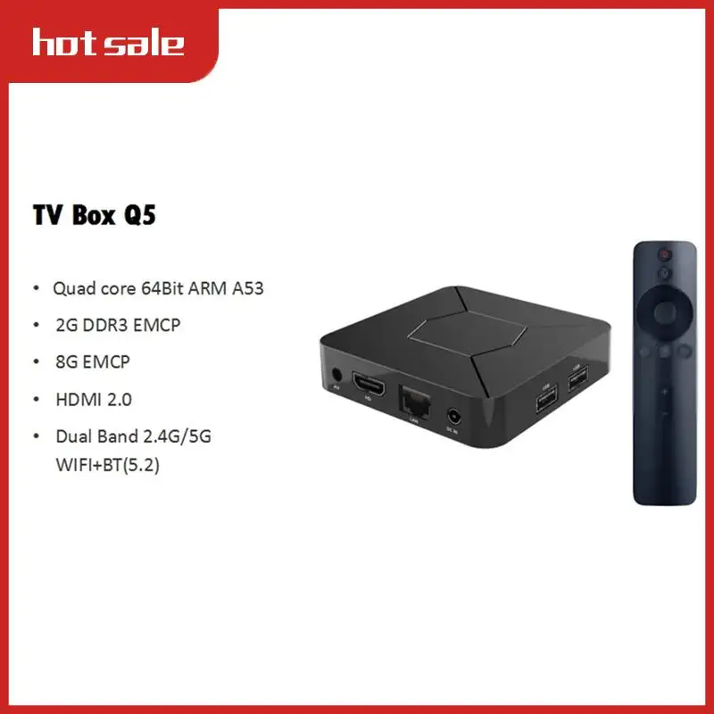 Q5 Mini Smart TV Box 2,4G/5G WIFI BT5.0 2G 8G 100M Android 10,0 TV BOX reproductor multimedia Allwinner H313 4K HDR enchufe europeo duradero
