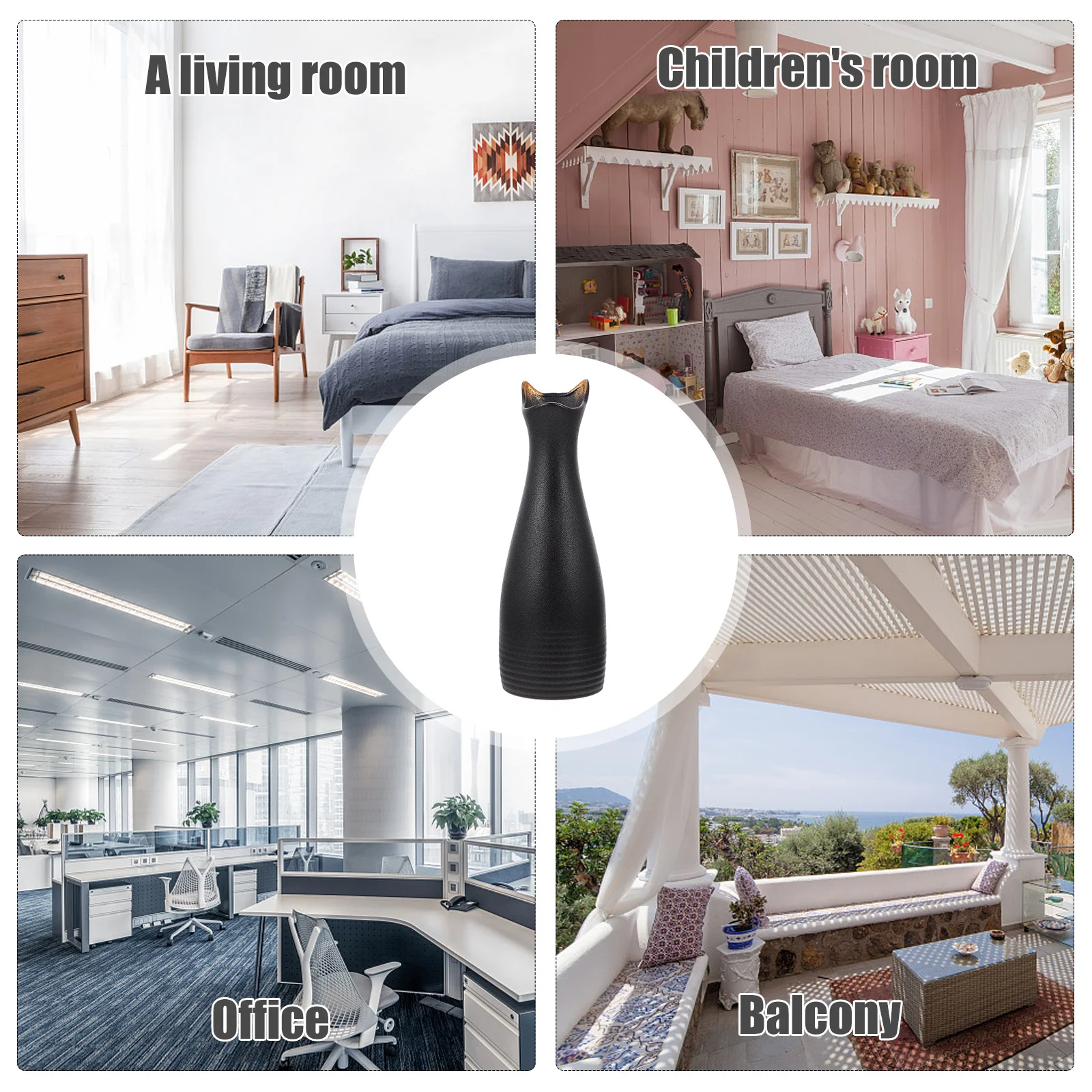 

Living Room Decor Cute Plant Pots Matte Black Vase Tiny Decorations for Flower Vases Centerpieces Large