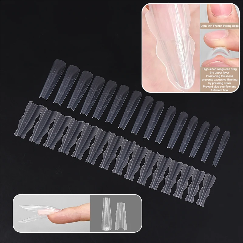 60PCS Sandwich Dual Nail Form Coffin Almond Nail Forms 15Size Reusable Top Bottom Forms Nail Art Extension Top Mold Bottom Mold