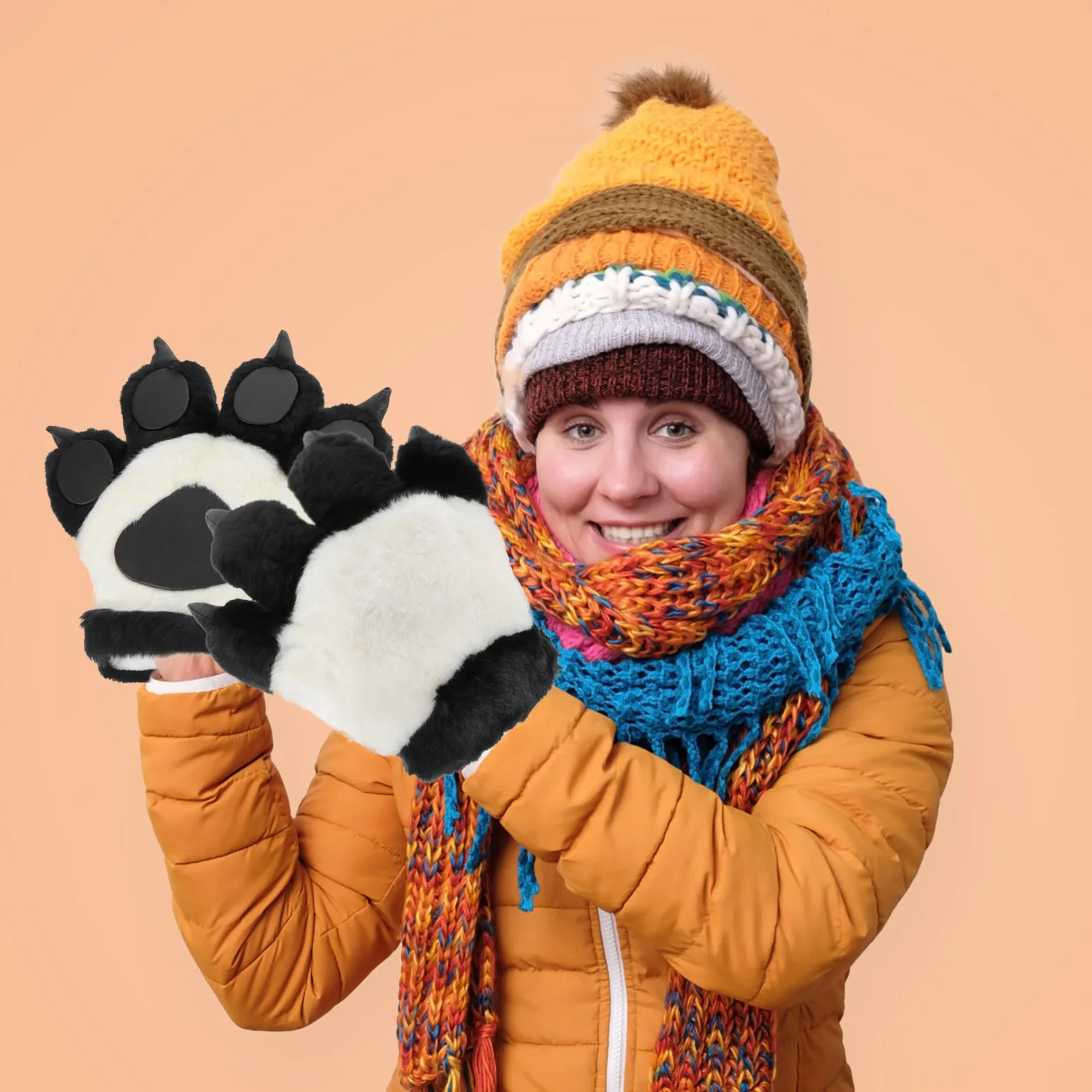 

2Pcs Gloves Animal Paws Cosplay Funny Party Props Warmth Stage Performance Handwear Holiday Accessories