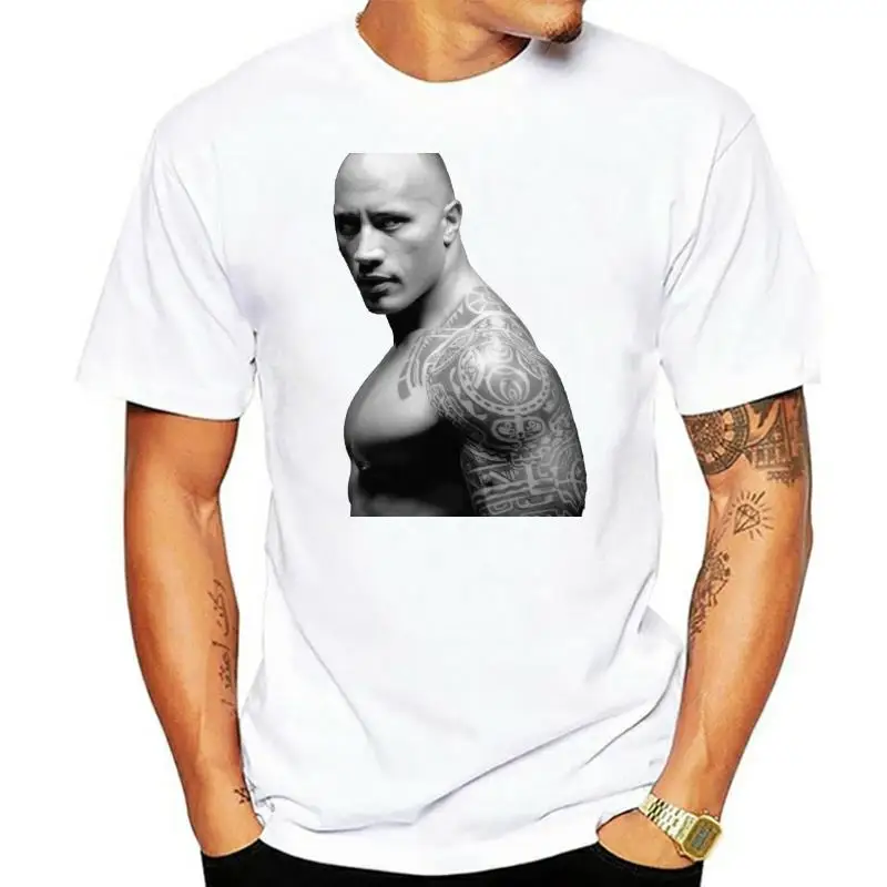 Men T Shirt  T-shirt Dwayne Johnson halftone picture black tshirts Women T-Shirt