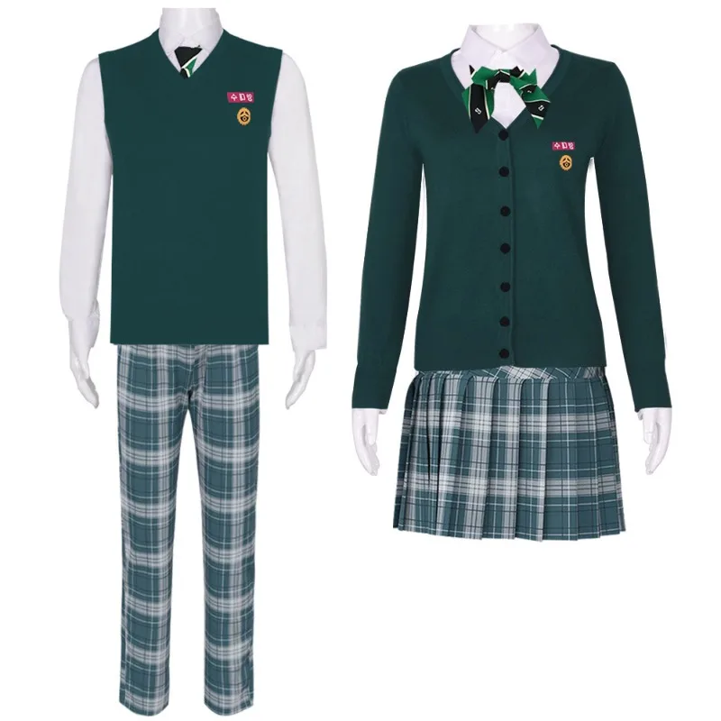

Movie Cosplay Costume JK High School Uniform Shirt Skirt Pants Suit for Women Men Halloween Party Roleplay Couple Outfits