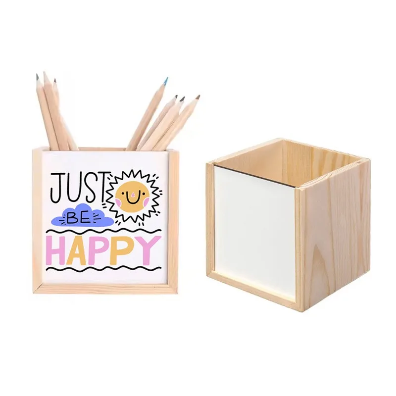 6Pcs/Lot Sublimation Blanks One Side Printing MDF Pencil Box DIY Desktop Storage Box Jewelry Pen Box
