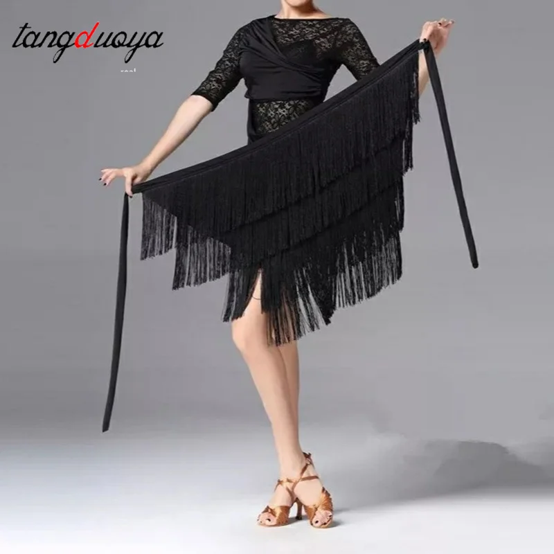 Adult Fringe Latin Dance Skirt for Women Sexy Latin Dance Practice Costume Stage Performance Wear Professional Latin Short Skirt