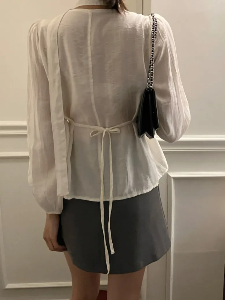 Ele Long Sve Loose da donna con colletto quadrato irt Abbigliamento interno Top Design dimagrante Primavera Autunno Faion Commute Sle