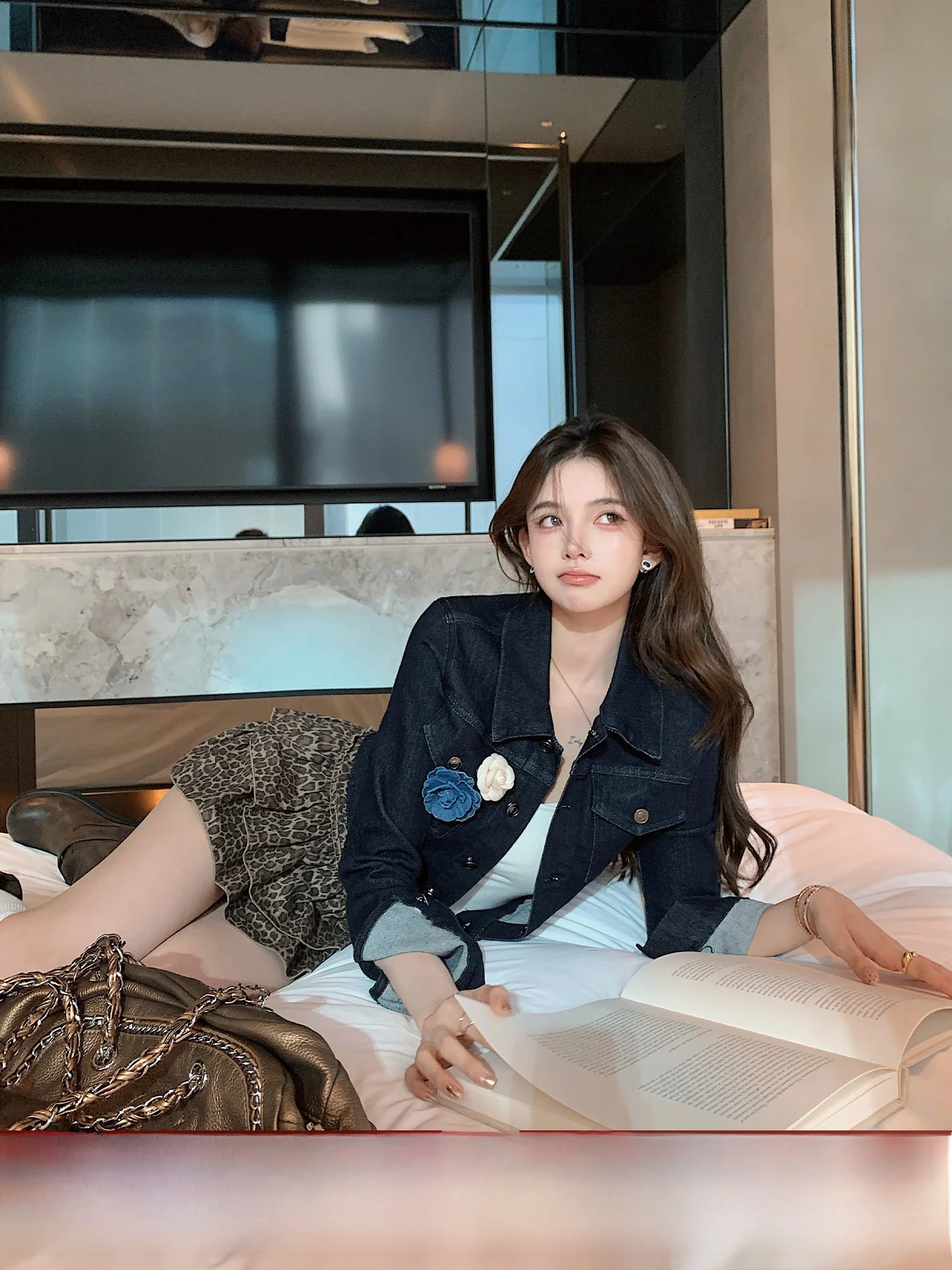 

Wild American Retro Leopard Print High Waist Faionable Spicy Girl Ruffle Hem Cake Skirt Women's Daily Polyester Nylon