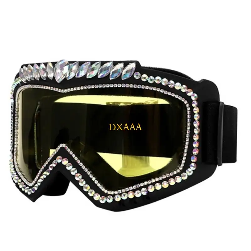 DXAA Unique Rhinestones Sunglasses Protective Cycling Sunglasses Windproof Goggles for Music Festivals
