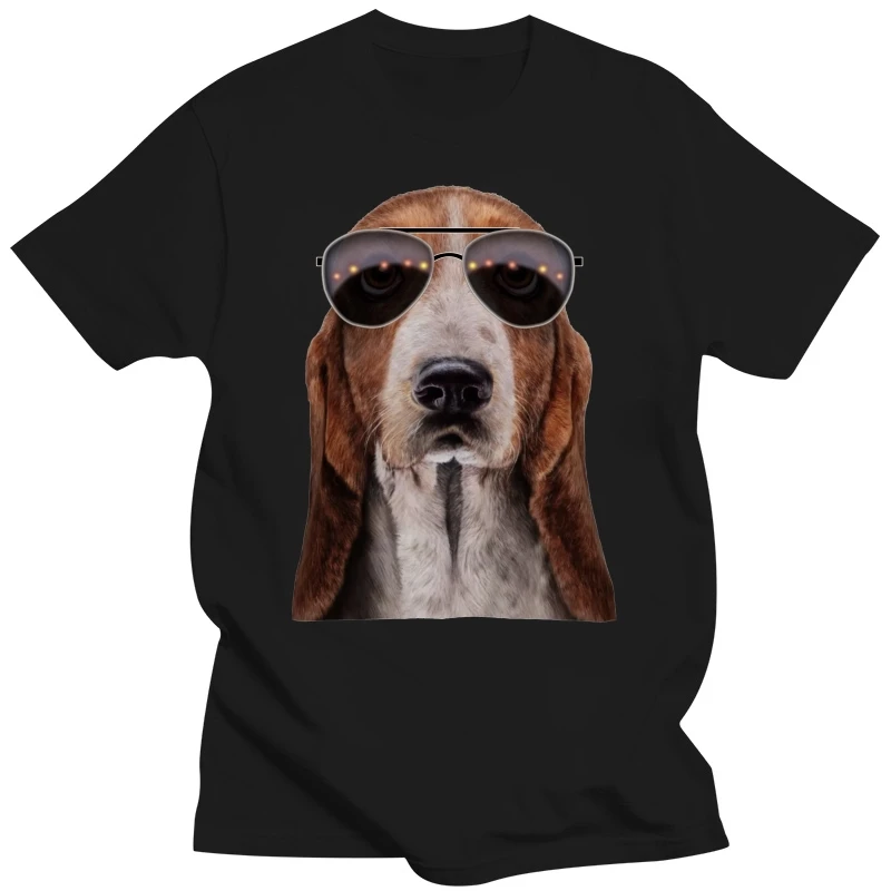 Funny Basset Hound Dog Wearing Sunglass T Shirts Graphic Cotton Streetwear Short Sleeve Birthday Gifts Summer Style T-shirt