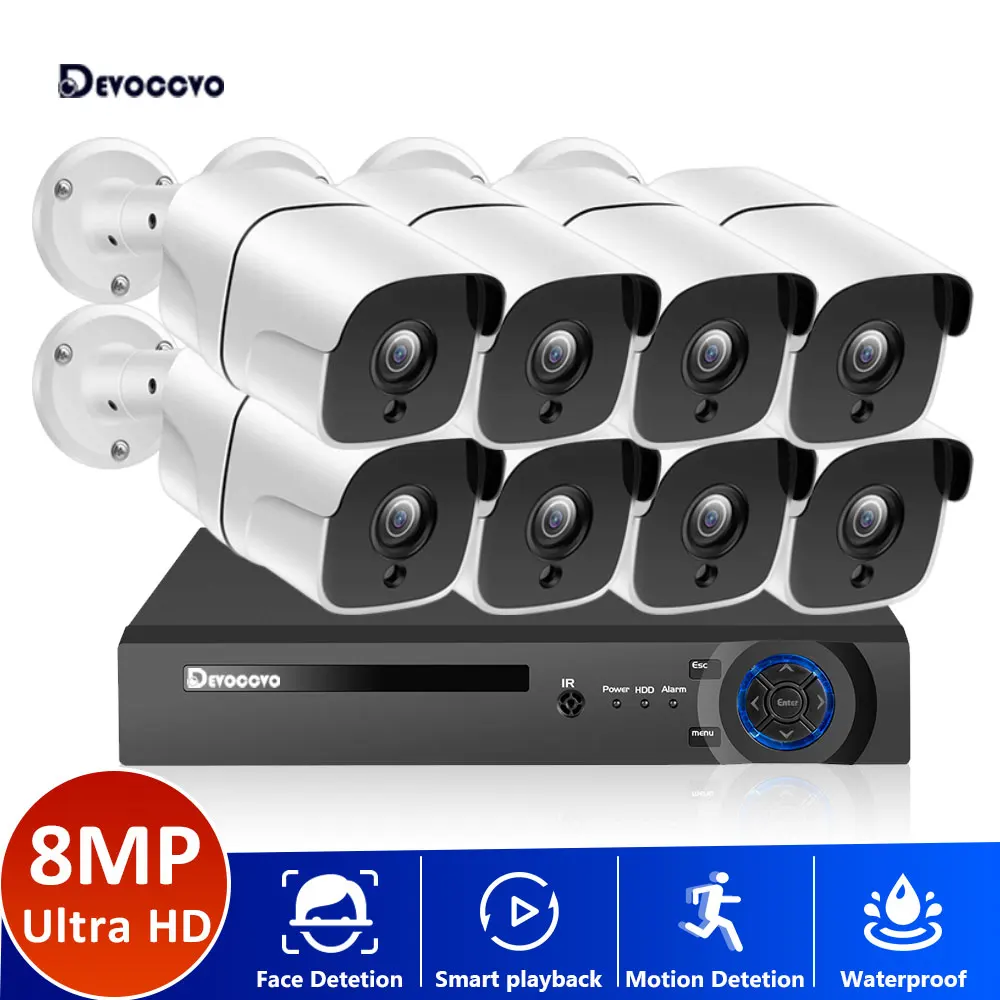 

H.265 CCTV Security Camera System 4K 8CH AHD DVR Kit Outdoor Waterproof Face Detection Video Surveillance System Kit 8MP XMEYE