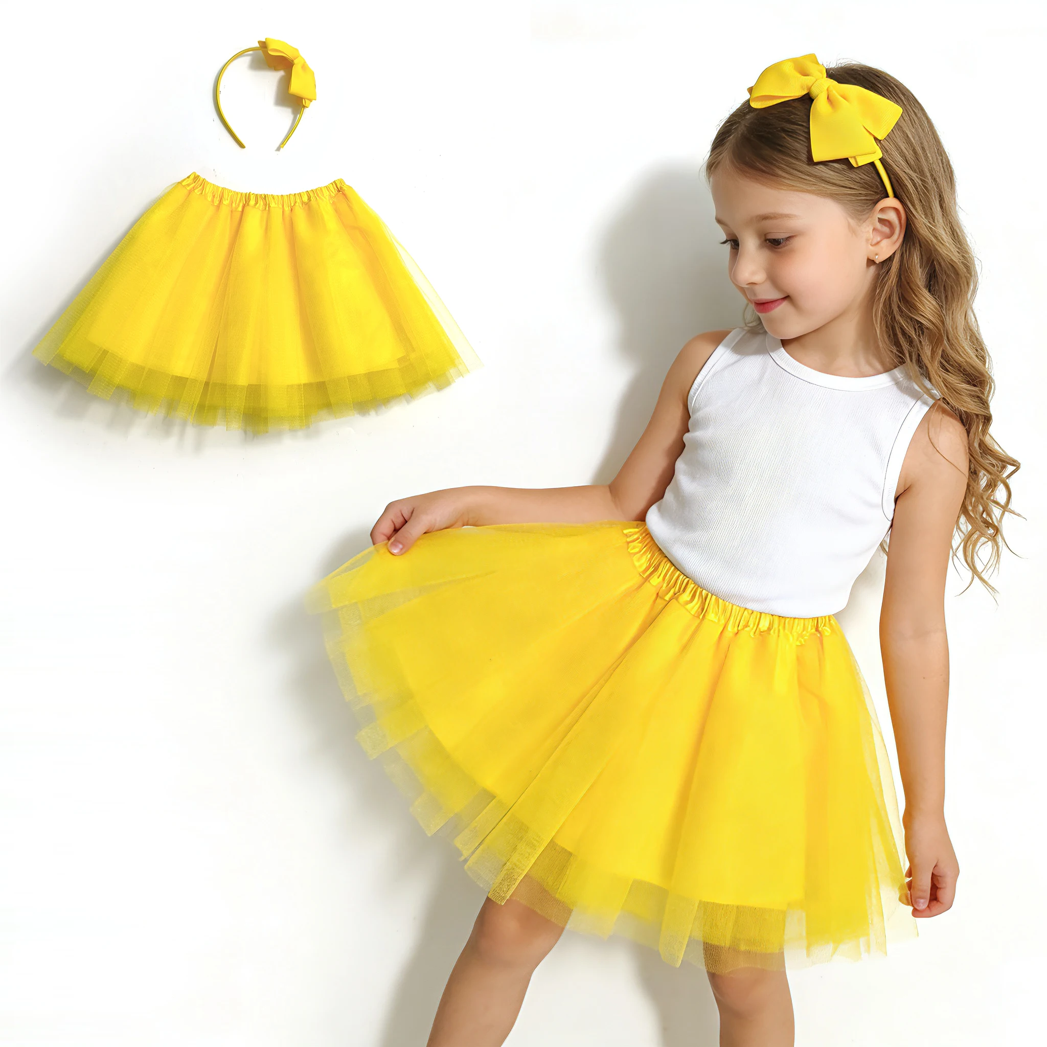 Ensemble tutu pour enfants en tulle moelleux – Jupes volumineuses transparentes et bandeaux assortis disponibles dans une variété de couleurs