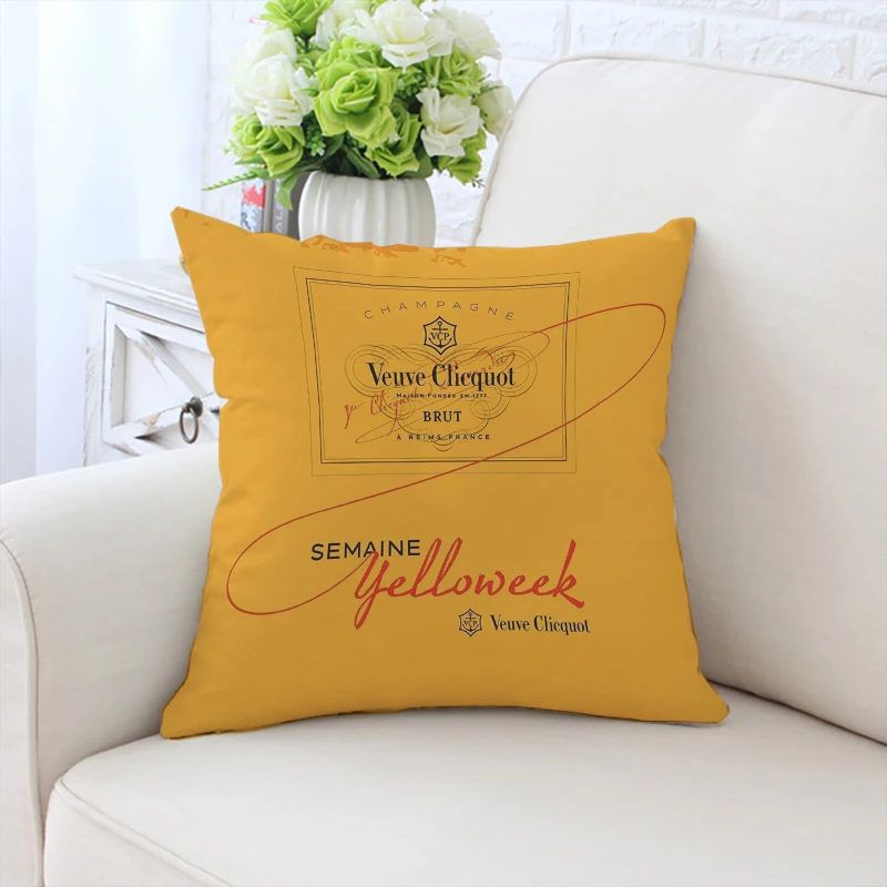 V-Veuve Clicquot Pillow Cases 45x45 Cushions Cover for Living Room Cushions Pillow Covers Decorative Luxury Bed Pillowcases Home