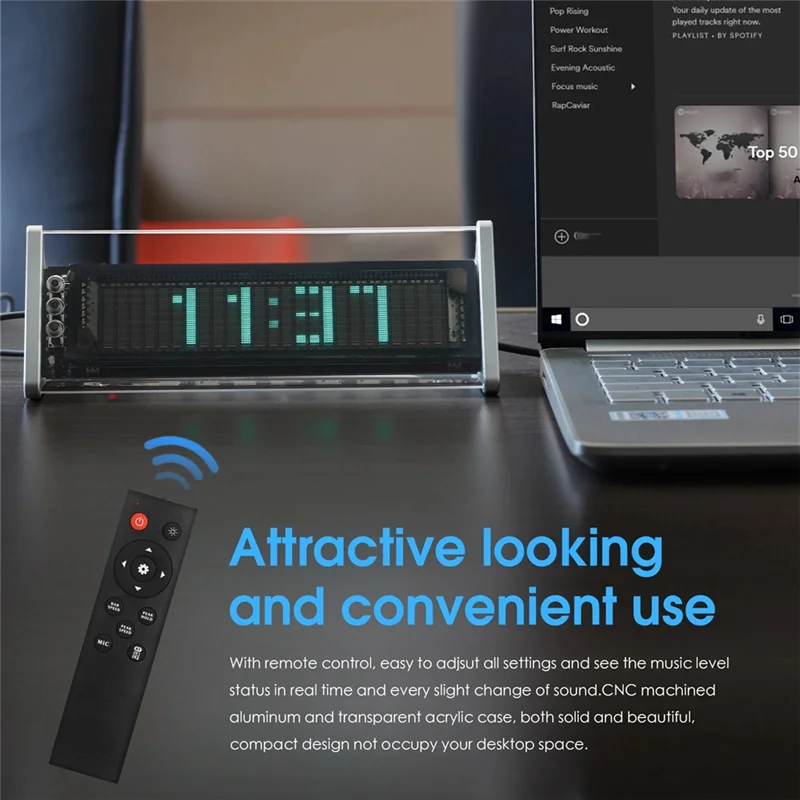 

DIGIT-Audio Switcher Box 3.5Mm AUX Bluetooth 5.0 VFD Clock Music Spectrum Display Screen Sound Level Meter