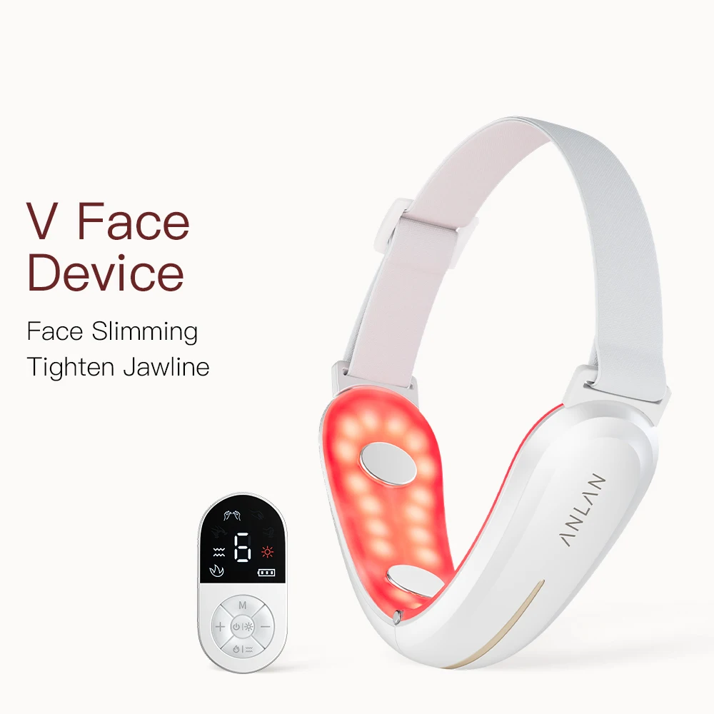 

ANLAN V-Face Lifting Beauty Device 4-pole Double Chin Remove EMS Facial Slimming Red/Blue Light Heat Massage Face Lift Machine