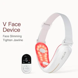 Anlan v-face levantamento dispositivo de beleza 4 pólos queixo duplo remover ems rosto emagrecimento vermelho/azul luz massagem térmica máquina de levantamento de rosto