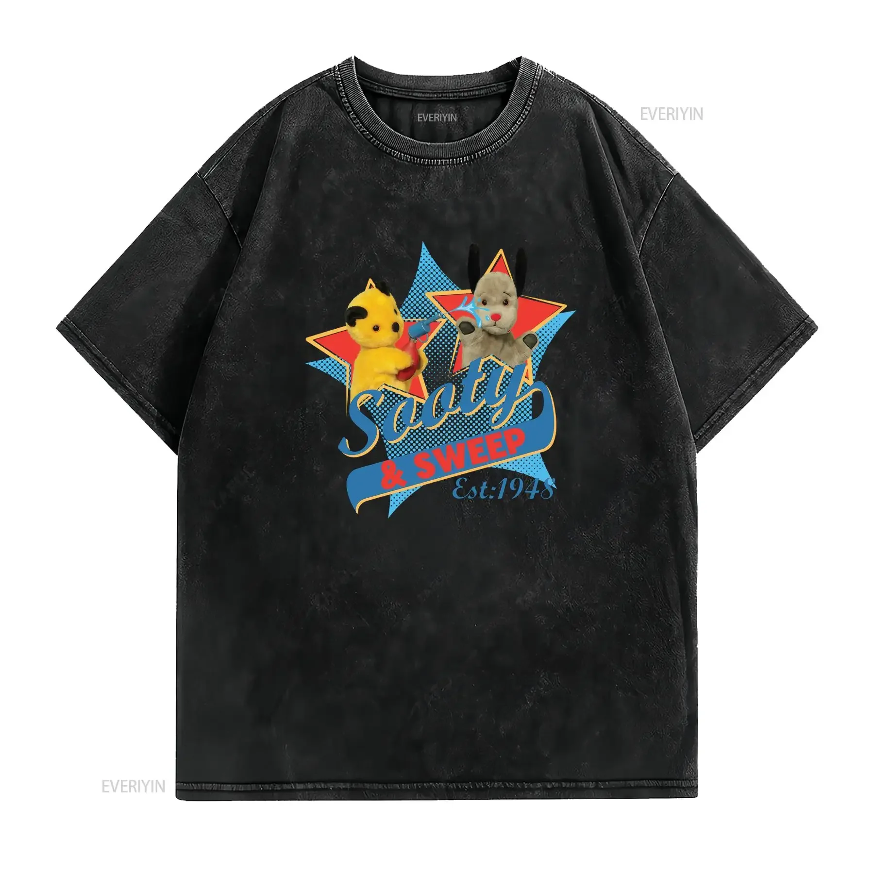 Sooty Sweep Retro Water Sprayer T Shirt Nostalgic Sweeper Casual Round Neck Machine Washable Iconic TV Apparel vintage Washed
