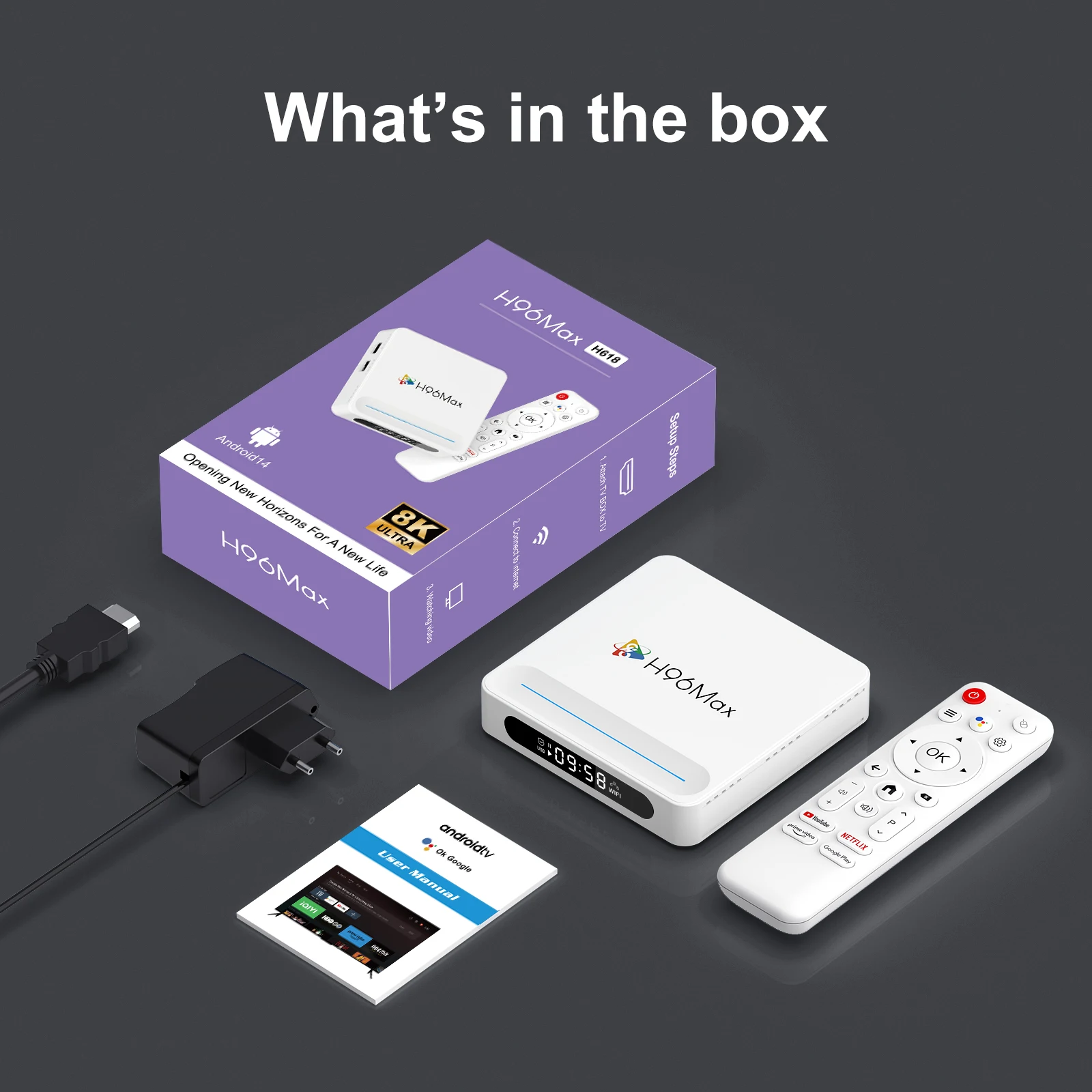 الأصلي H96 ماكس H618 زائد TV Box 8K Android14 2.4/5G WiFi6 التلفزيون الذكي المنزل الذكي 8K HDR صوت عن بعد يوتيوب Netflix لاعب