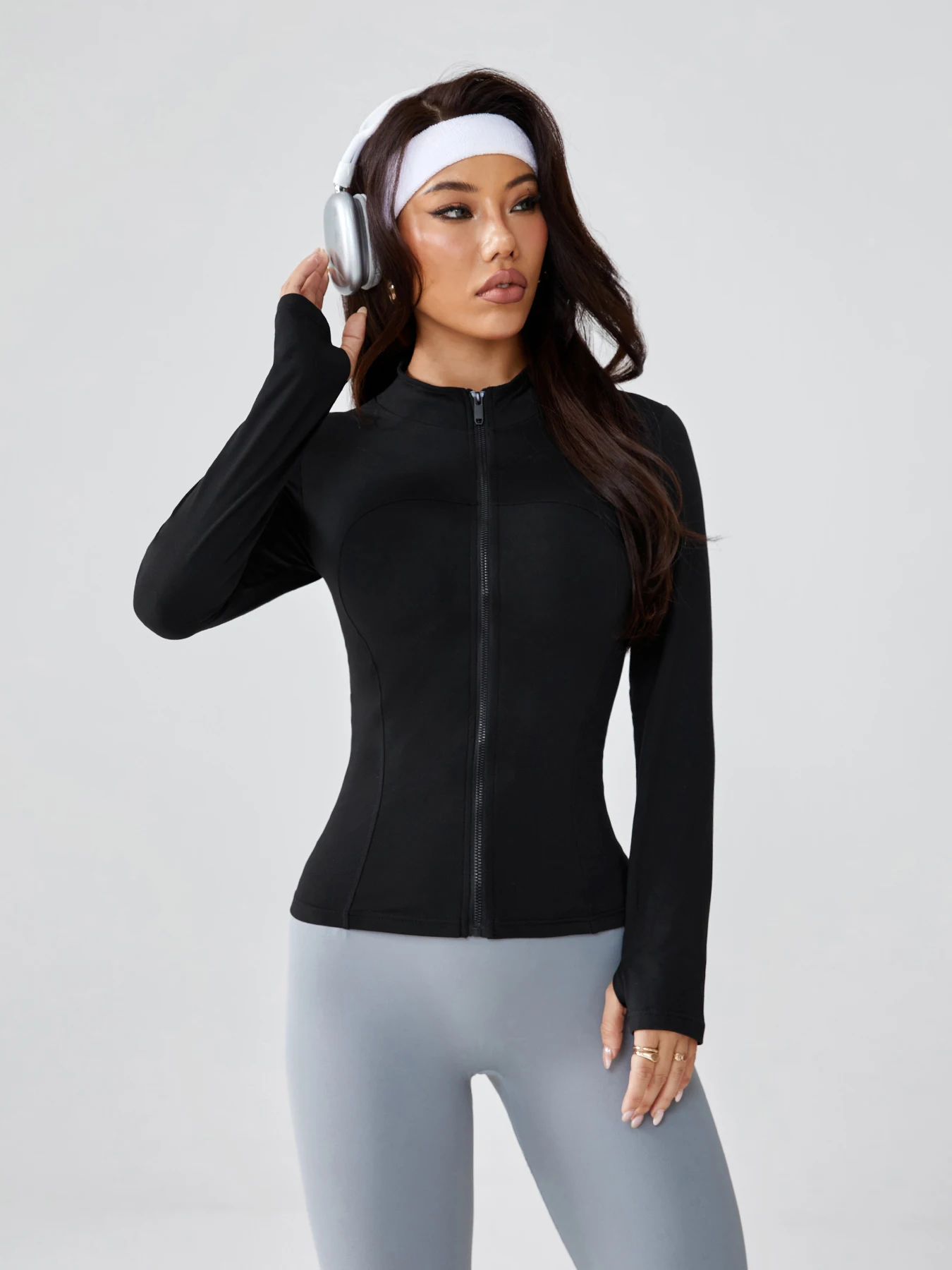 Women's Spring & Autumn Slim-Fit Quick-Dry Zippered Yoga Jacket image 4