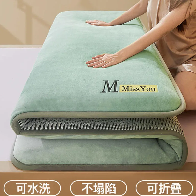 

Winter thickened milk fleece mattress cushioned home dormitory students single tatami 90x190 mat