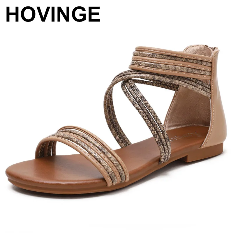 

2025 Fashion New Summer Sandals Women Low Heel Shoes Fashion Ladies Soft Leather Cross Strap Design Female Large Plus Size