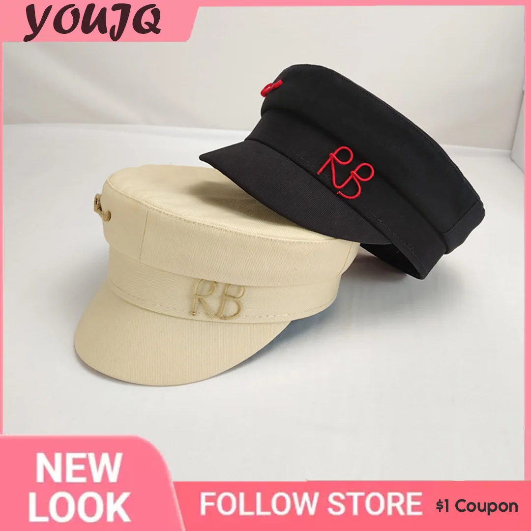 INS Brand Designer Newsboy Earrings Caps for Women Sun Hat Letter Military Cap Visor Outdoor Unisex Boinas Para Mujer