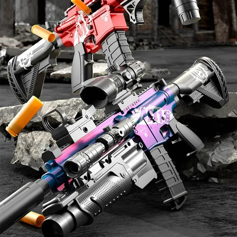 Children's Manual Soft Bullet M416 Soft Bullet Gun Can Fire Submachine Gun Model Boy Toy Gun Action Loading Assault Rifle