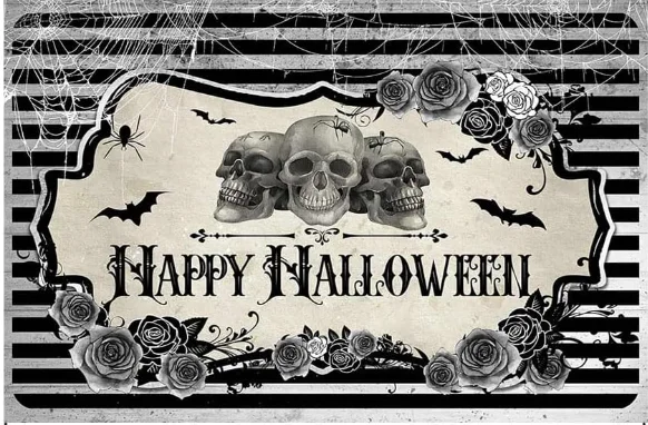 Halloween Till Death Do Us Part Backdrop Gothic Skull Bone Photography Background Happy Halloween Party Supplies Decorations