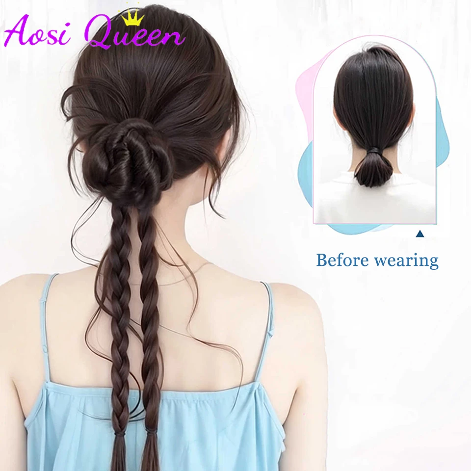 Women's Synthetic Hair Extensions Claw Clip Twisted Braid Chicken Feathers Dragon Beard Flower Bud Headband Hair Tails