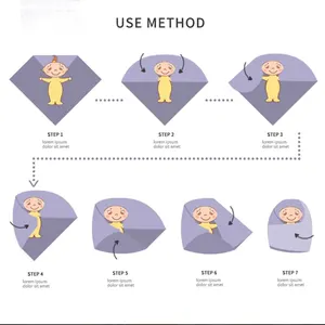 Neugeborene Baby -Swaddle -Decken, Badetuch, 100% Baumwolle, 2 Schichten, 120x110 cm 8 Hauptverkaufsstoff Baby - №4