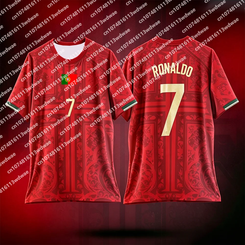 Ronaldo Football clothing Classic Jersey Quick-Drying Ronaldo 7 Jersey Portugal National Training Suit Special Edition Kid Tee