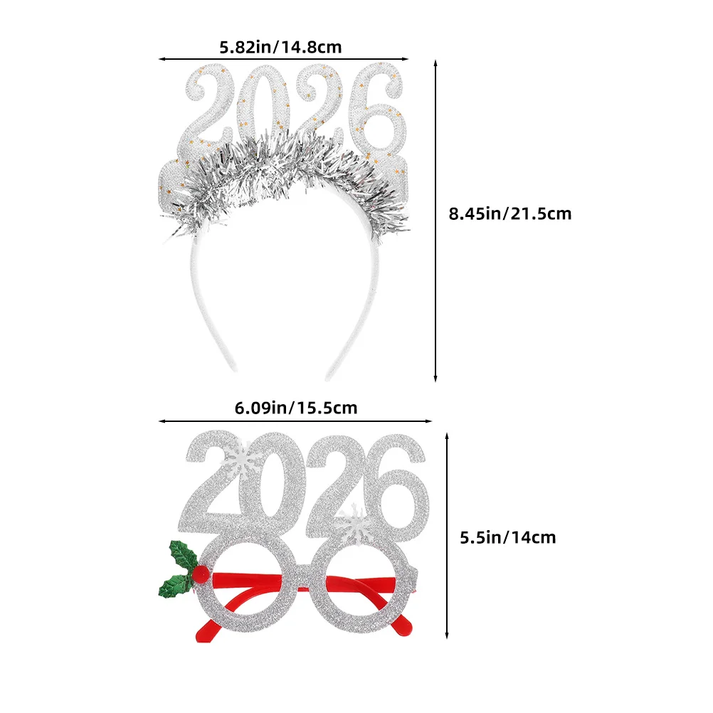 4 Stück Neujahrs-Stirnbänder 2026 Festliches Zahlen-Design Feiertagsparty-Dekoration Haaraccessoire für Heiligabend-Feier Foto