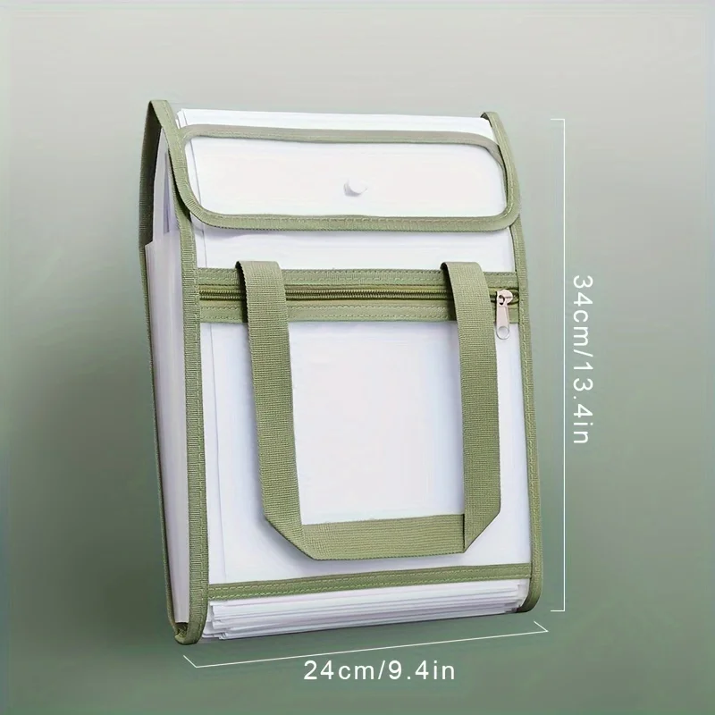 مجلد ملفات قابل للتوسيع مكون من 13 جيبًا - حجم حرف A4، قماش متين متعدد الألوان مع سحاب وأشرطة مقبض للفصول المكتبية