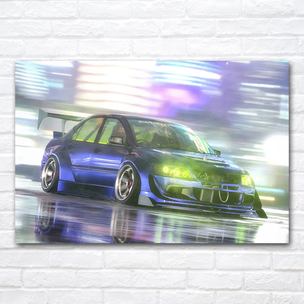 Lancer Evolution Drifting Canvas Painting Wall Art Car Poster For Living Room Corridor Home Decoration