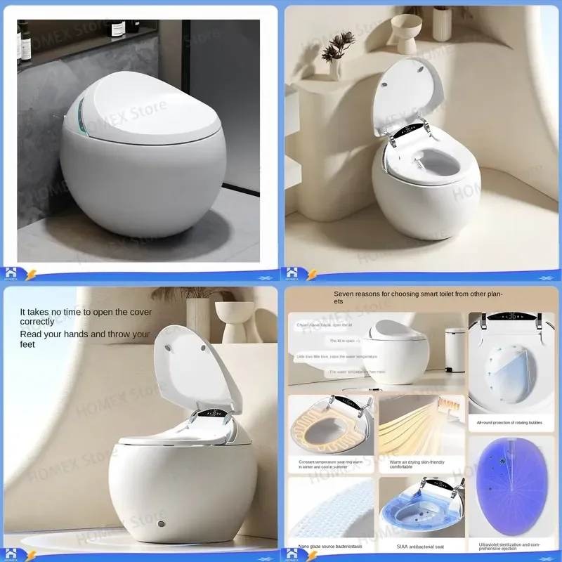 Modern Egg Shaped Smart Toilet Automatic Bidet WC Remote Control Heated Seat Self Cleaning Bathroom Sanitary Ware