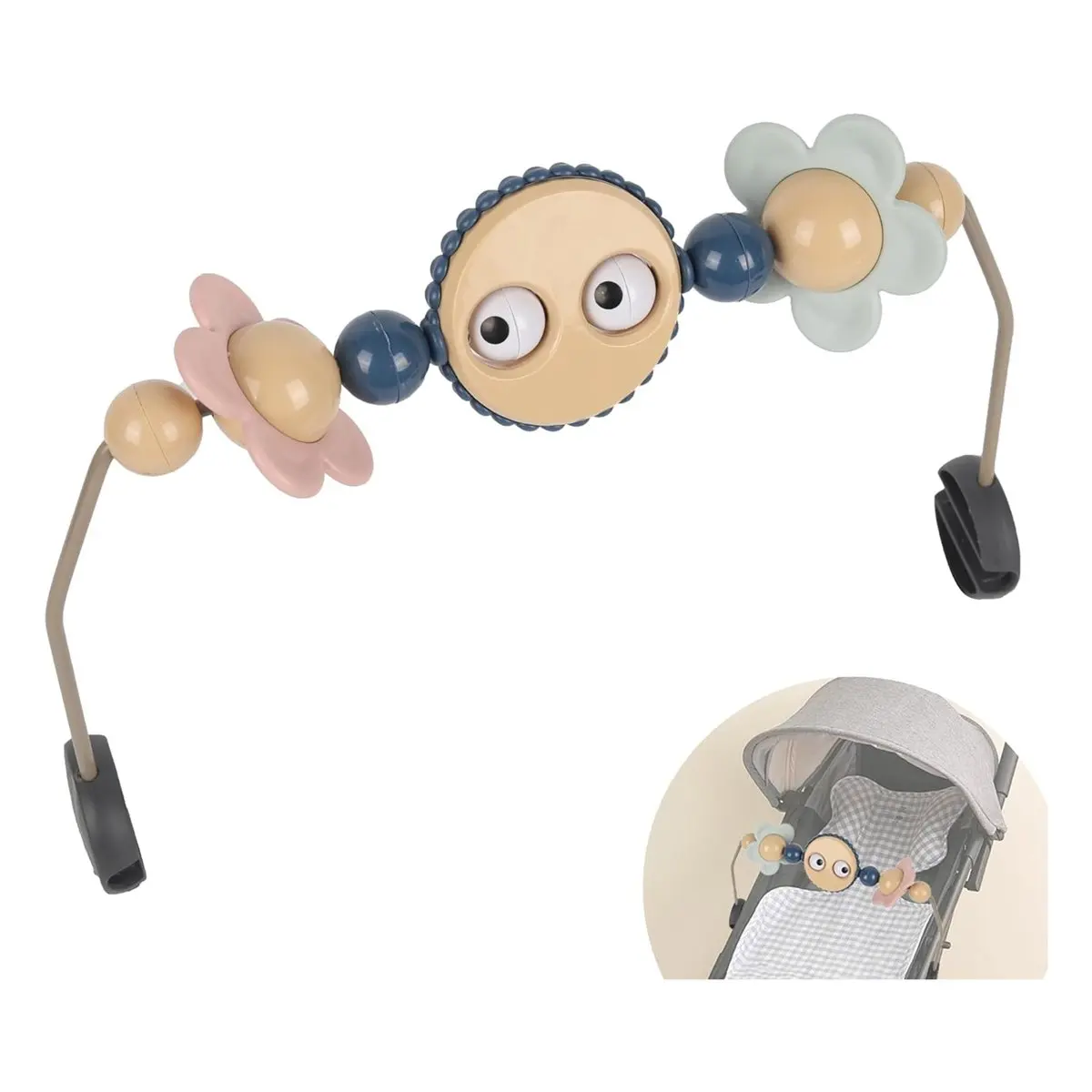 Baby Bouncer Stroller Arch Googly Eyes Toy for Babies Car Seat, Babies Bouncer Accessory, Easy to Install -with Music