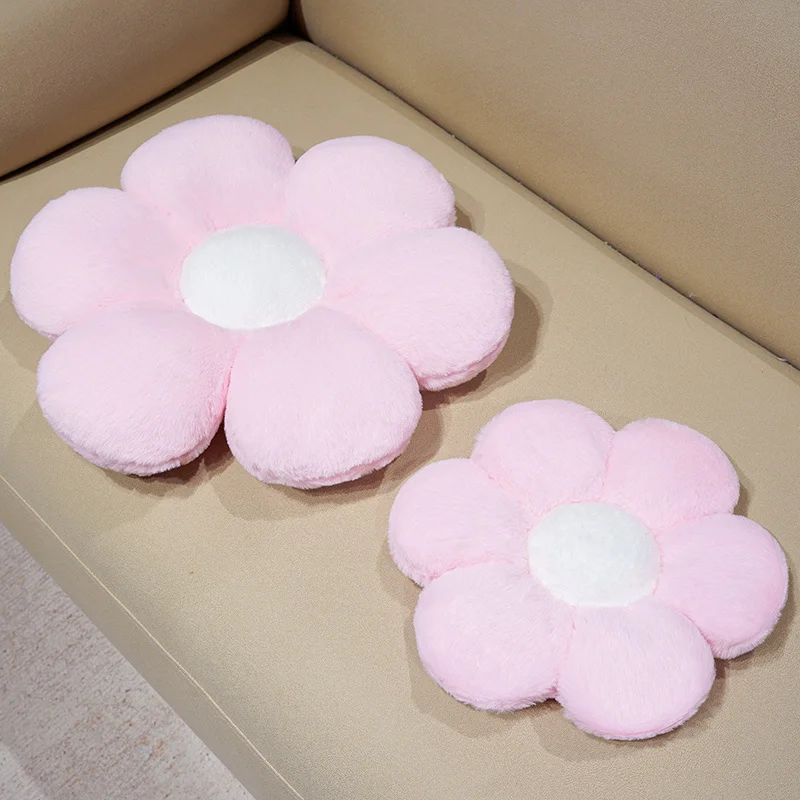 30/45cm colorido flor de pelúcia almofada de assento pele de coelho falso macio 6 pétalas girassol lance travesseiro sofá cadeira decoração de chão presente