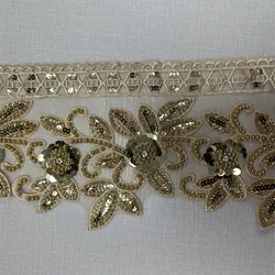 4.5yards wholesale beaded white sequin wedding bridal lace fabric for clothing