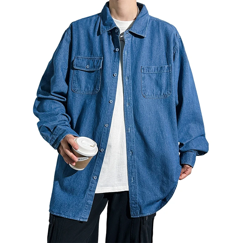 

Trendy Men's Denim Jacket Spring-Autumn Fashionable Cotton Breathable Loose-Fit Casual Style Outerwear Comfortable Men's Top