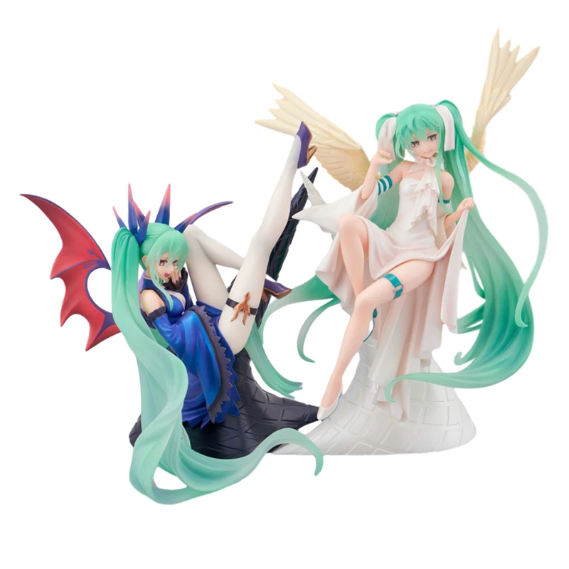 17cm Hatsune Miku Anime Figure Light And Dark Beautiful Angel Girl Action Figure PVC Collectible Model Doll Ornaments Toys Gifts