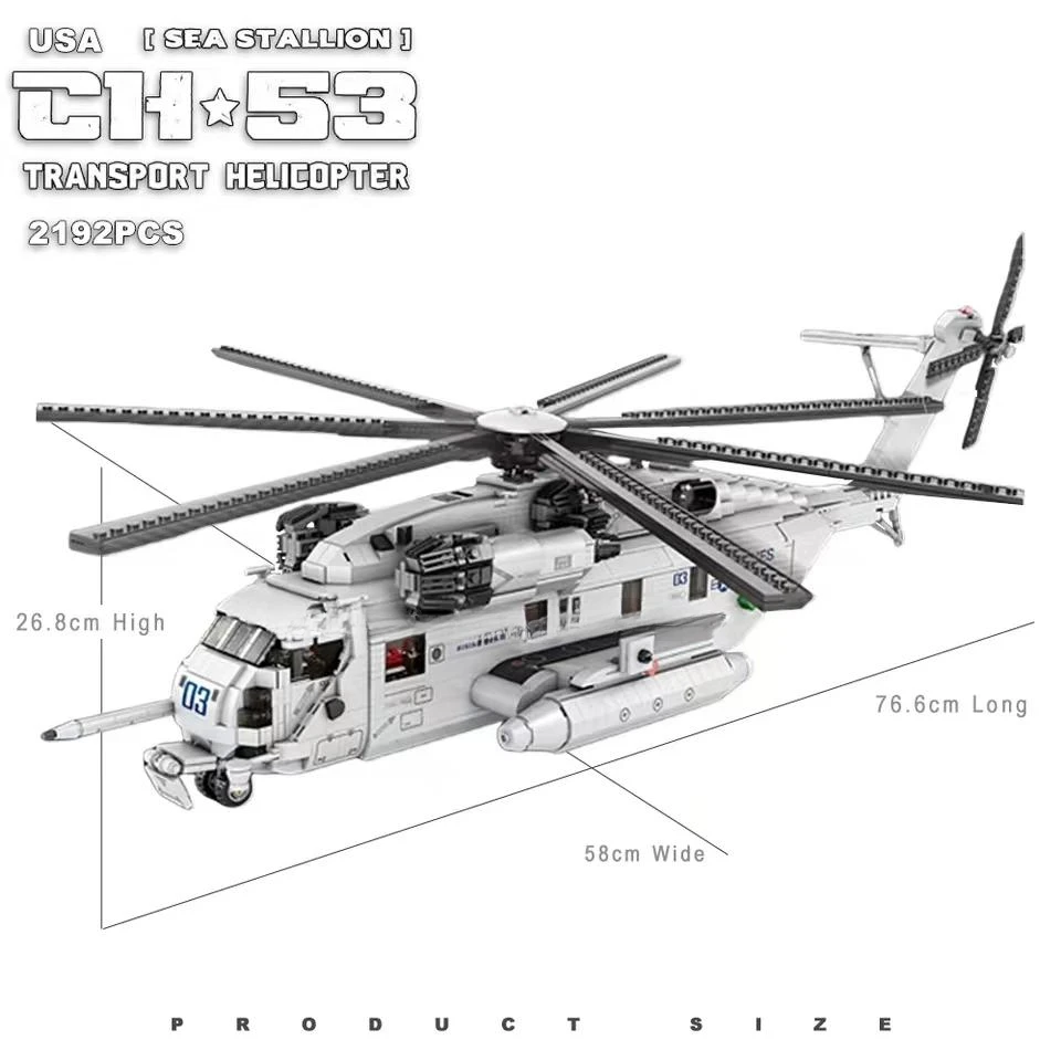 2192pcs USA CH-53 Transport Hubschrauber Modell Ziegel Moc Militär kämpfer Armee Flugzeug Bausteine Spielzeug Weihnachts geschenk für Kinder Jungen