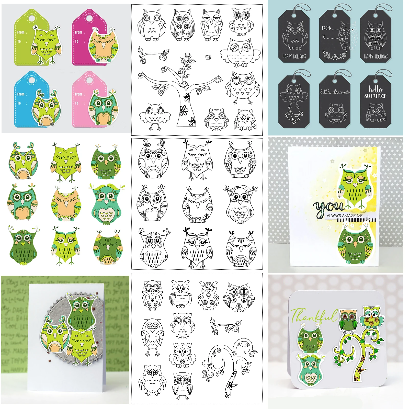 

Various Shapes of Cartoon Owls Cutting Dies and Stamps For DIY Scrapbooking/Card Making/Album Decorative Fun Crafts Cut Die