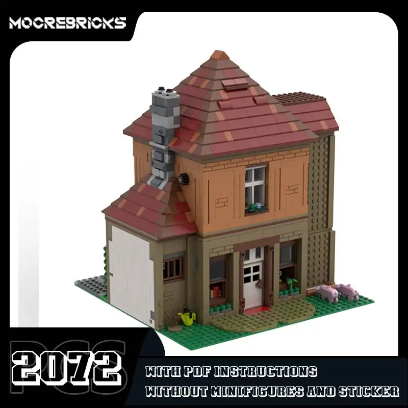 MOC City Modular Classic Architecture Seaside Vacation Home House Model Building Blocks Creative Bricks Toys Children's Gifts