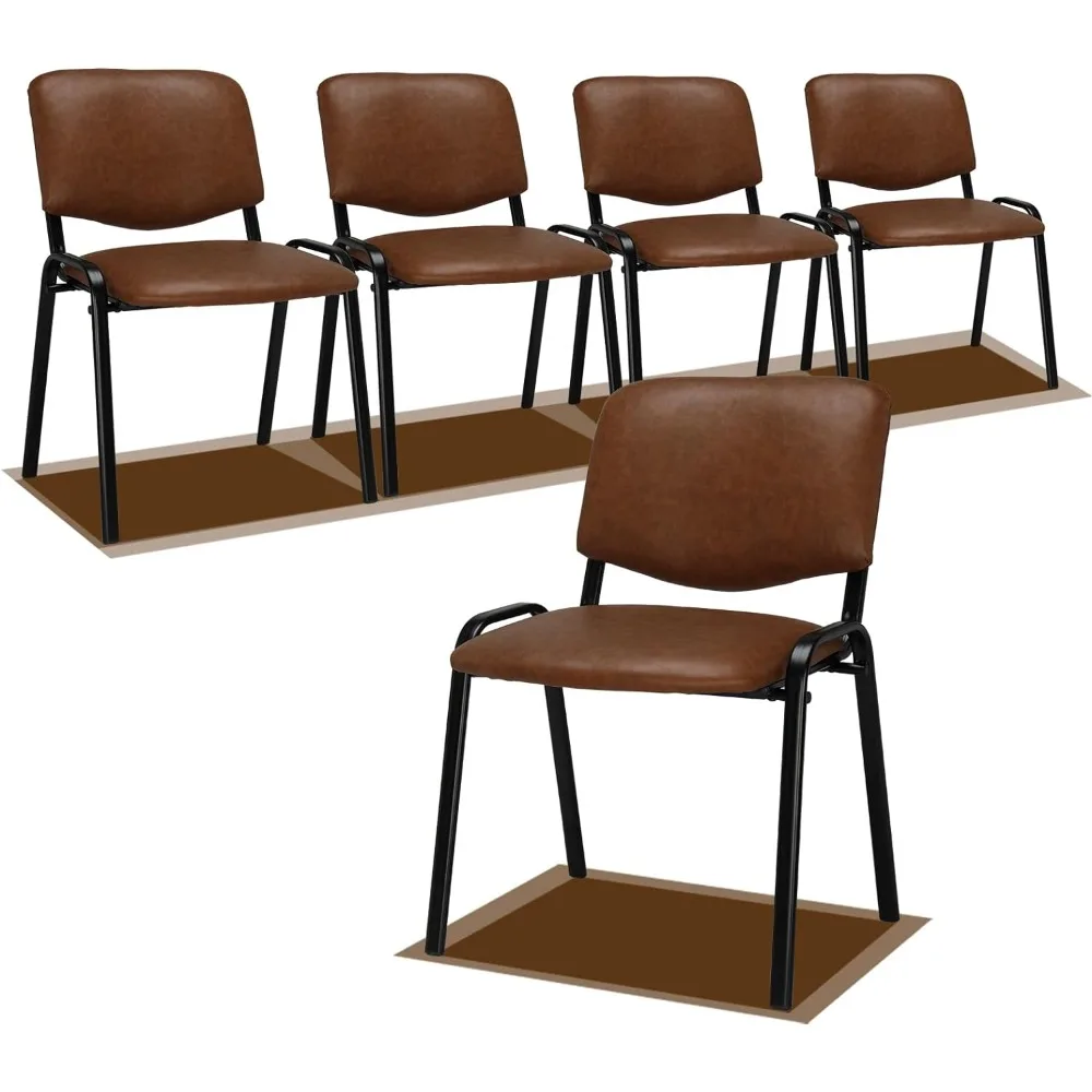 

VINGLI Rustic Waiting Room Chairs, 5-Pack PU Church Chairs Conference Room Chairs Stackable Chairs, Office Guest Chairs