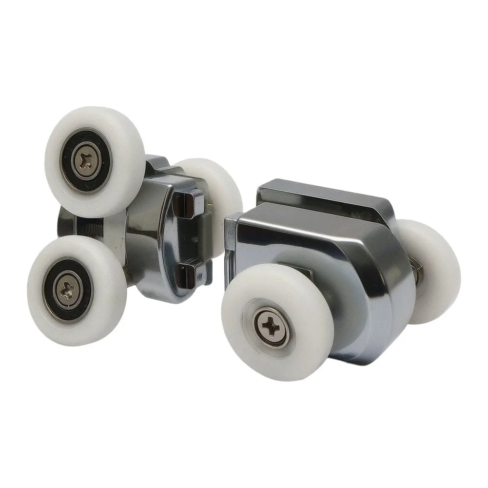 4 Pack 23mm 25mm Shower Door Rollers Silver Metal ABS Glass Sliding Door Replacement Wheels For Bathroom Enclosure Hardware