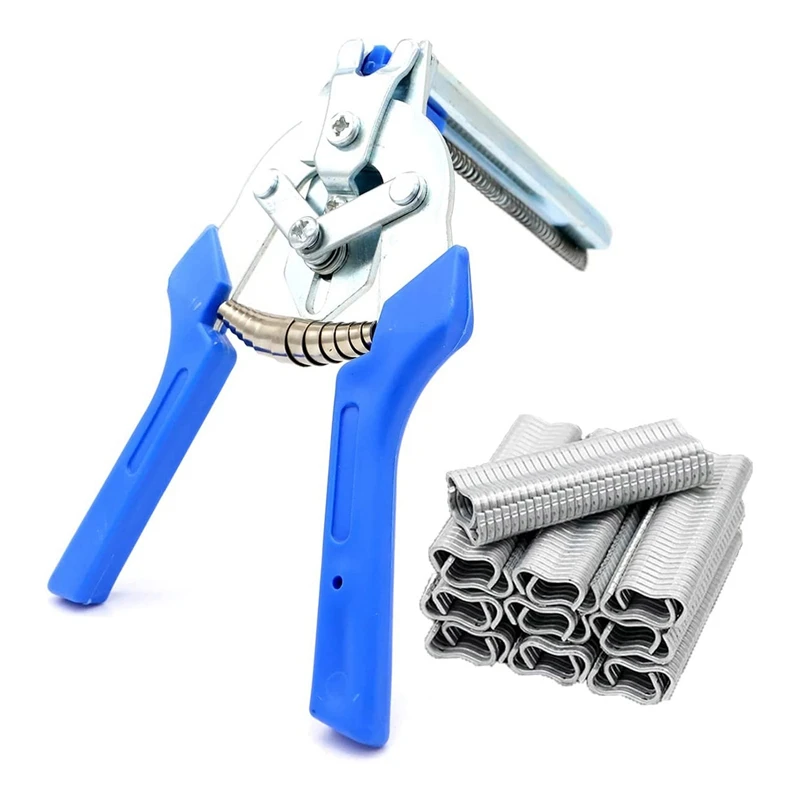 Type M Hog Nail Ring Pliers Kit With 2400Pcs M Clips For Fence Fastening, Upholstery Installation, Animal Cages