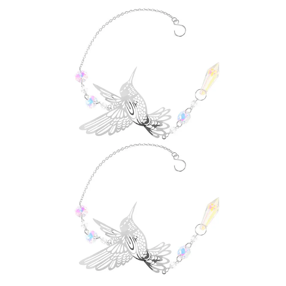 

2Pcs Hanging Hummingbird Crystal Sun Catcher Ornament Window Pendant Decoration Balcony Garden Accent Hummingbird Crystal