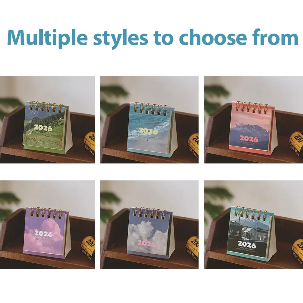2026 Mini Desktop Calendar, Scenery Landscape Series with To-Do List Tracker, Cute Aesthetic Ins Style Desk Decor, Planner Note