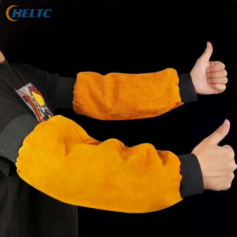 

1 Pair Portable Welding Arm Guard PU Leather Welding Sleeves Heat Resistant Flame Retardant Arm Protection For Industrial Work