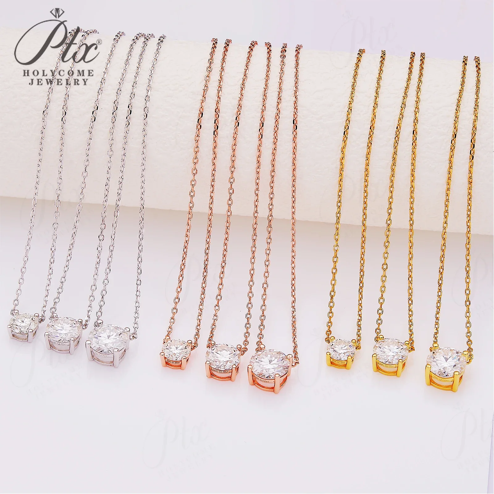 

1-3CT Moissanite Sparkle Necklace with D Color VVS1 Round Moissanite S925 White Yellow Rose Gold Woman Engagement Fine Gift